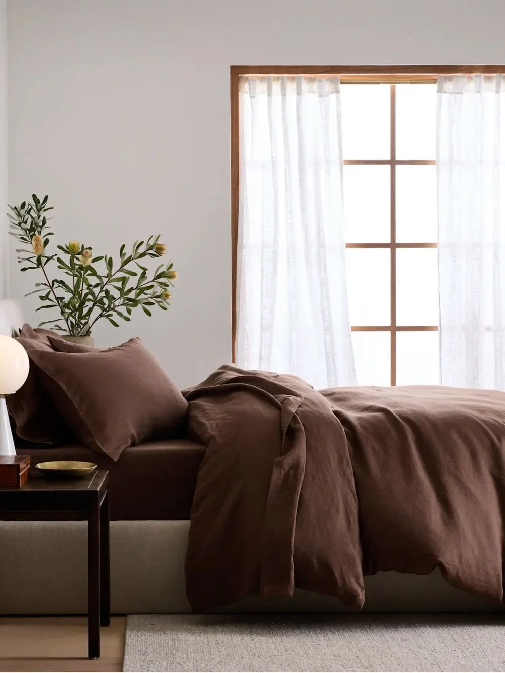 NWT Quince Luxury European Linen Espresso Brown Duvet Cover!